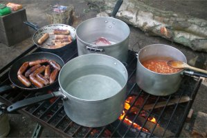 Pans on an open fire